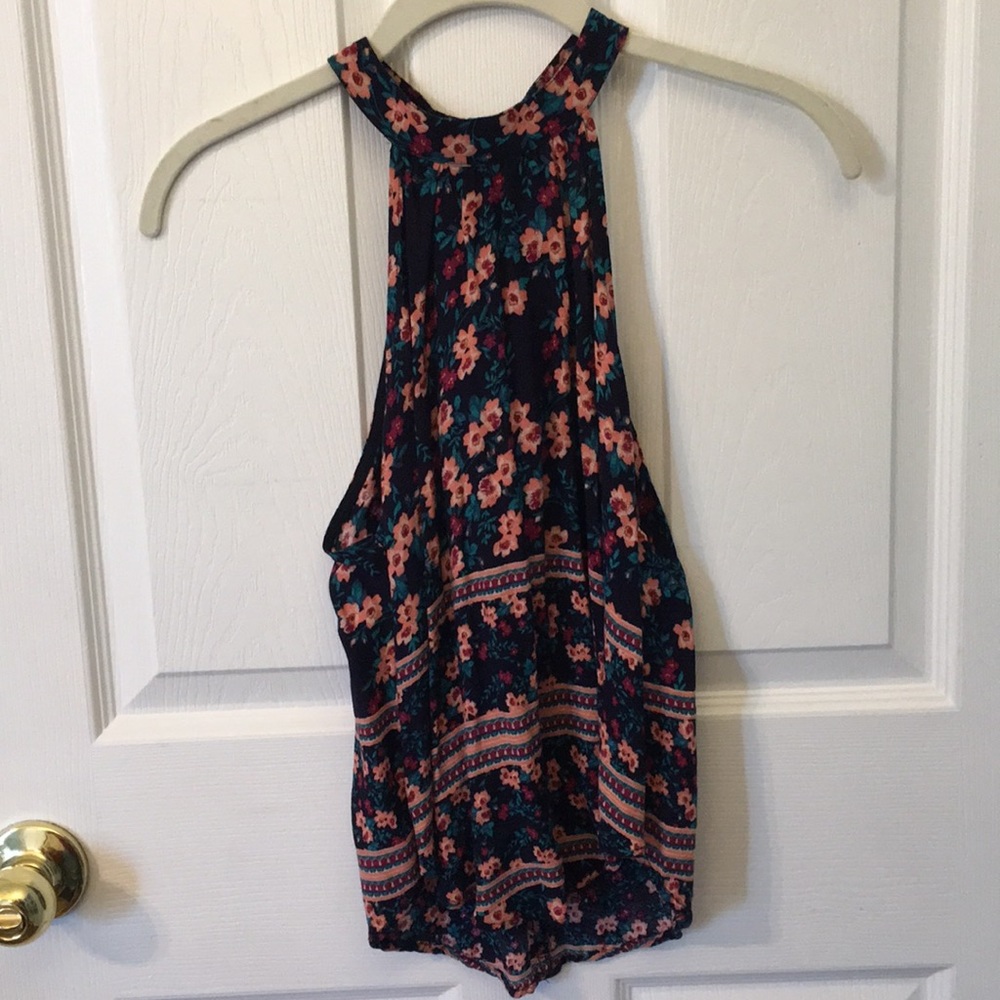 high neck floral top